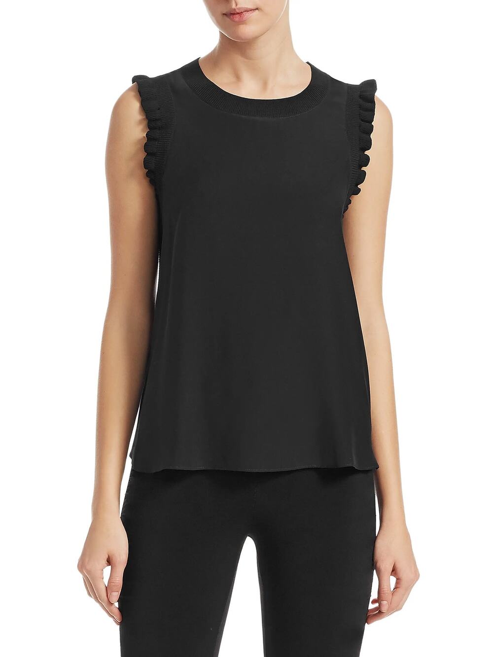 CINQ A SEPT Tous Les Jours Lenore Silk Tank Black Extra Small XS